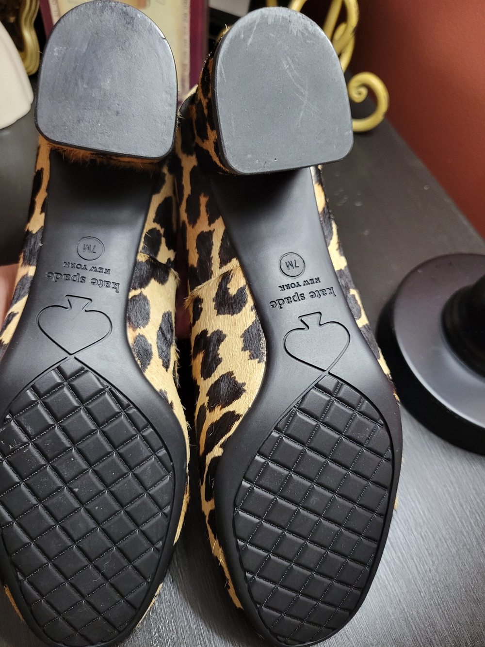 kate spade Leopard Print Round-Toe Block Heel Pumps - Tan & Black - Picture 6 of 7